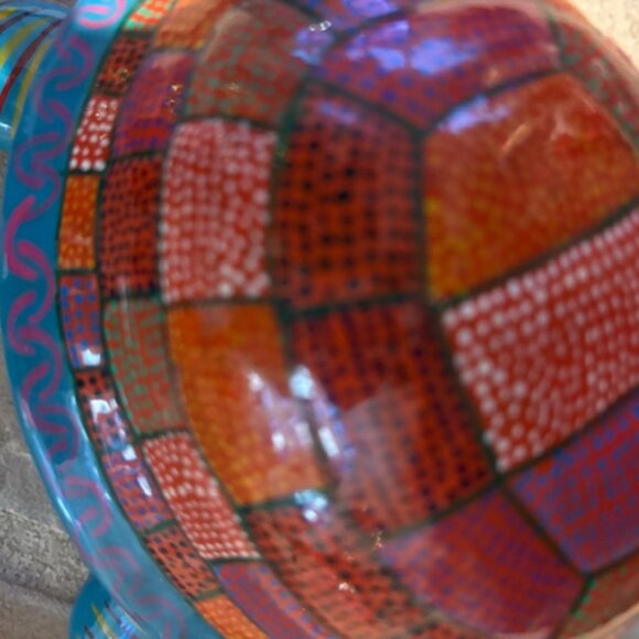 Talavera Mexican Folk Art Terracotta Hand Painted Turtle Trinket Box w/Lid - Picture 7 of 7